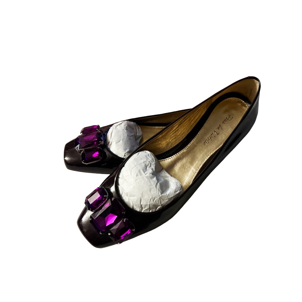 POUR LA VICTORIE Deep Purple, Embellished Jewelled Ballet Flats Size 6.5 M - Picture 2 of 8